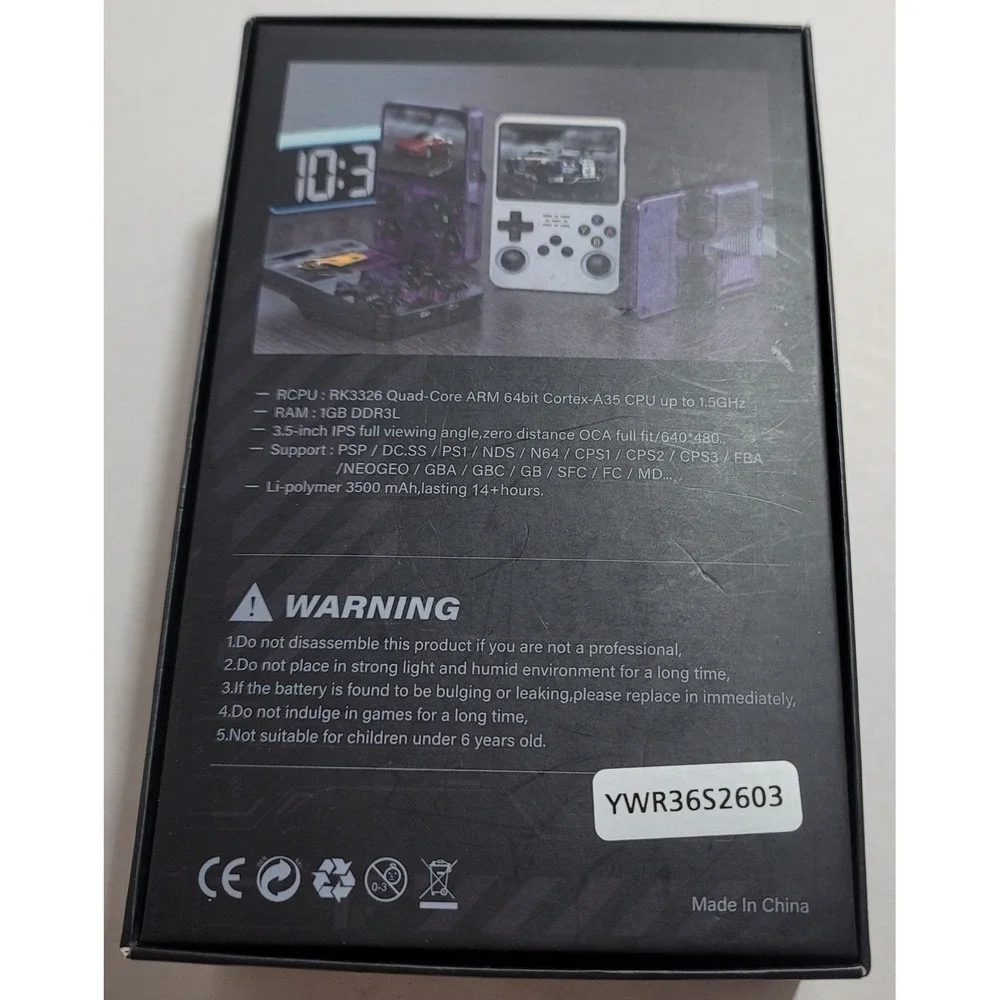 R36S Game console NEW Purple 1 GB 3.5 inch screen 14+ hours charge